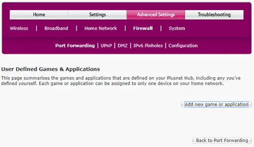 Port forwarding on router